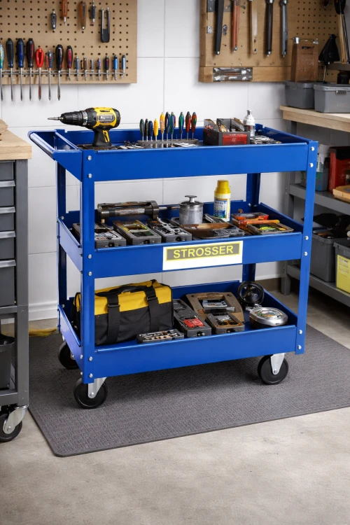 Wózek narzędziowy w warsztacie